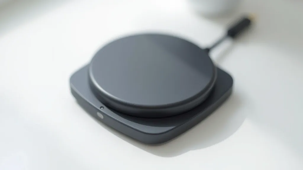 Detailní pohled na nabíjecí podložku se silikon povrchem a USB konektorem